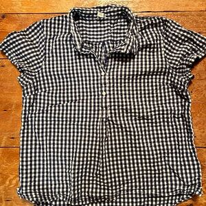 L.L. Bean Black and White Checkered Blouse